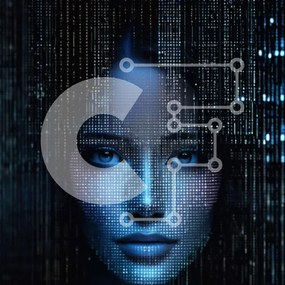 Intra Συλλεκτικό Ξύλινο Παζλ Plywood 4mm - Αφηρημένο ψηφιακό μοτίβο γυναικείου προσώπου Σε Ξύλινο Κουτί - Διαστάσεις Puzzle: 10x10 cm – 25 κομμάτια