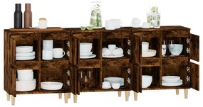 vidaXL Ντουλάπια 3 τεμ. Καπνιστή Δρυς 60x35x70 εκ. Επεξεργασμένο Ξύλο