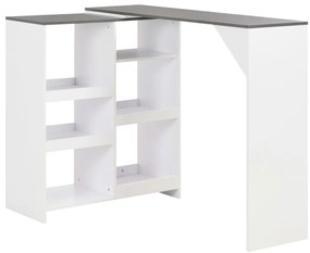 vidaXL Τραπέζι Μπαρ με Κινητή Ραφιέρα Λευκό 138 x 39 x 110 εκ.