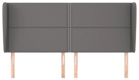 vidaXL Κεφαλάρι με Πτερύγια Γκρι 183x23x118/128 εκ.Συνθετικό Δέρμα