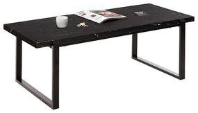 Τραπέζι Σαλονιού HM9585.01 120x60x46cm Με Μαύρη Μεταλλική Βάση Εφέ Μαρμάρου Black Mdf, Metal