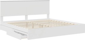 vidaXL Κρεβάτι Αποθήκης Λευκό 200 x 200 cm Επεξεργασμένο ξύλο