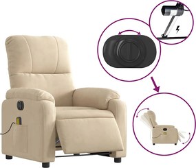 vidaXL Πολυθρόνα Μασάζ Ηλεκτρική Ανακλινόμενη Κρεμ Ύφασμα Μικροϊνών