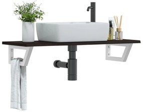 vidaXL Ράφι Νιπτήρα Τοίχου από Ατσάλι / Μασίφ Ξύλο Δρυός