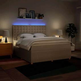 vidaXL Κρεβάτι Boxspring με Στρώμα Κρεμ 180x200 εκ. Υφασμάτινο