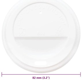 vidaXL Χάρτινα καπάκια καφέ Ø80 mm 8oz 1000 τεμάχια Λευκό πλαστικό