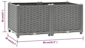 Ζαρντινιέρα 80 x 40 x 38 εκ. από Πολυπροπυλένιο - Γκρι