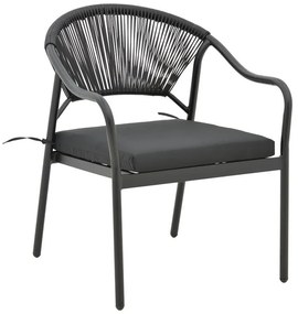 Καρέκλα - Πολυθρόνα Jerqui wicker rattan μαύρο-μεταλλικό μαύρο πόδι-μαύρο μαξιλάρι 60x64x78 εκ. 60x64x78 εκ.