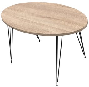 COFFEE TABLE GRANIT  MELAMINE IN SONAMA COLOR-BLACK METAL LEGS 90x50x42Hcm.