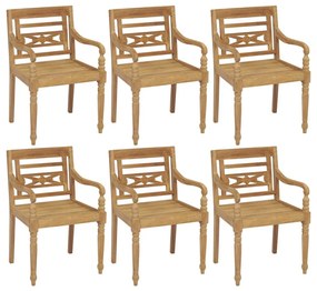 Καρέκλες Batavia 6 τεμ. από Μασίφ Ξύλο Teak - Καφέ