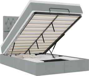 vidaXL Οθωμανικό κρεβάτι με στρώμα &amp; LEDs Ανοιχτό γκρι Ύφασμα