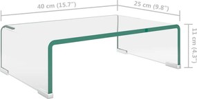 vidaXL Βάση Τηλεόρασης/Οθόνης Διάφανη 40 x 25 x 11 εκ. Γυάλινη