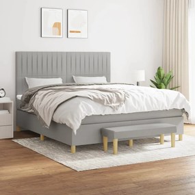 Κρεβάτι Boxspring με Στρώμα Ανοιχτό Γκρι 180x200 εκ. Υφασμάτινο - Γκρι