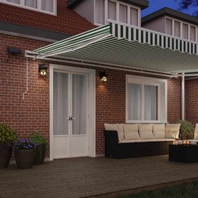 vidaXL Αναδιπλούμενη τέντα Πράσινο και Λευκό 500 x 350 εκ