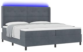 vidaXL Κρεβάτι Box Spring LED με Στρώμα Σκούρο Γκρι 200 x 200 cm