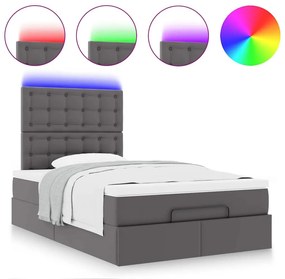 Οθωμανικό κρεβάτι με στρώμα &amp; LEDs Γκρι 120x190cm Faux Leather - Γκρι