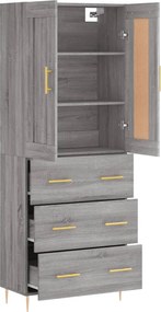 vidaXL Ντουλάπι Γκρι Sonoma 69,5 x 34 x 180 εκ. Επεξεργασμένο Ξύλο