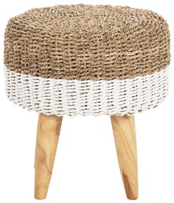 Σκάμπο Beam Ξύλο Τεακ και Seagrass Σε Φυσικό &amp; Λευκό Φ42x46Υεκ.
