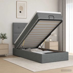 vidaXL Κρεβάτι Ottoman με στρώμα Σκούρο Γκρι 100 x 200 cm Ύφασμα