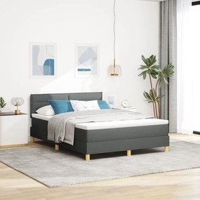 Κρεβάτι με Βάση με Στρώμα & LED Σκούρο Γκρι 140x200 εκ. Ύφασμα