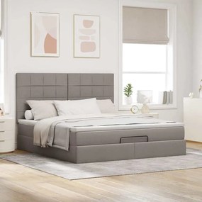 vidaXL Οθωμανικό κρεβάτι με στρώμα Taupe 160x200cm ύφασμα