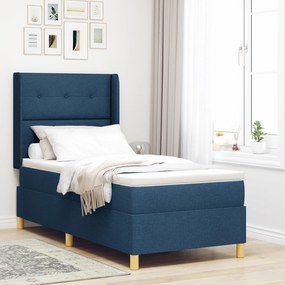 vidaXL Κρεβάτι Box Spring με Στρώμα Μπλε 100x200 εκ. Υφάσματος