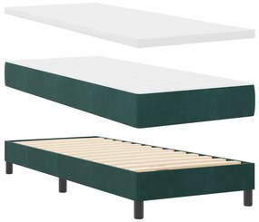 vidaXL Κρεβάτι Box Spring με Στρώμα Σκούρο Πράσινο 80x200 cm Βελούδο