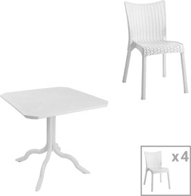 Τραπεζαρία Icon-Confident pakoworld σετ 5τεμ PP σε λευκή απόχρωση