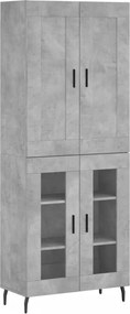 vidaXL Ντουλάπι Γκρι Σκυροδέματος 69,5x34x180 εκ. Επεξεργασμένο Ξύλο