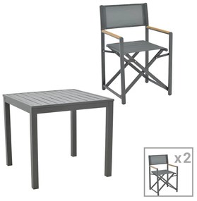Intrahome Τραπεζαρία Kliton-Mabu σετ 3τεμ Intrahome αλουμίνιο σε ανθρακί απόχρωση 80x80x74εκ | SKU: INTRAPA-311111962