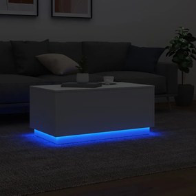vidaXL Τραπεζάκι Σαλονιού με LED Λευκό 90 x 50 x 40 εκ.