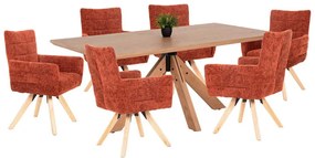 Τραπεζαρία (Σετ 7Τμχ) HM21042 180x90x75cm Terracotta-Natural Six Seater Mdf,Ξύλο
