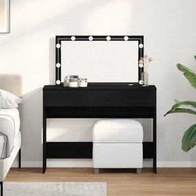 vidaXL Τραπεζάκι Μακιγιάζ με LED Μαύρης Δρυς 100x40x120 εκ