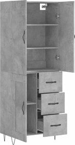 vidaXL Ντουλάπι Γκρι Σκυροδέματος 69,5x34x180 εκ. Επεξεργασμένο Ξύλο