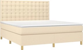 vidaXL Κρεβάτι Boxspring με Στρώμα Κρεμ 160x200 εκ. Υφασμάτινο