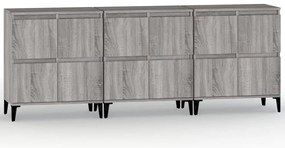 vidaXL Ντουλάπι 3 τεμ. Γκρι Sonoma 60x35x70 εκ. από Επεξεργασμένο Ξύλο