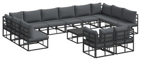 vidaXL Σετ Καναπέ Κήπου 13 pcs Μαύρο 70 x 70 x 32 εκ Αλουμίνιο