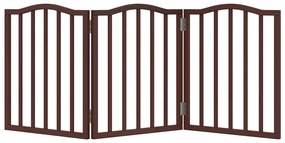vidaXL Πύλη σκύλου πτυσσόμενη 3 πάνελ καφέ δρυς 150 cm ξύλο λεύκας