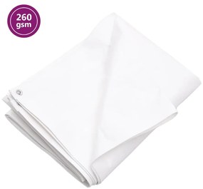 vidaXL Μουσαμάς Λευκός 260 γρ./μ.² 6x12 μ. από HDPE