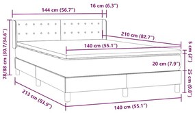 Κρεβάτι Boxspring με Στρώμα Σκούρο Γκρι 140x210 εκ. Βελούδινο - Γκρι