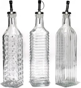 Φιάλη Λαδιού/Ξυδιού Διάφανο Γυαλί 500ml Σε 3 Σχέδια