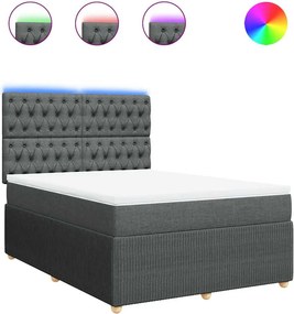 vidaXL Κρεβάτι Boxspring με Στρώμα Σκούρο Γκρι 140x200 εκ Υφασμάτινο