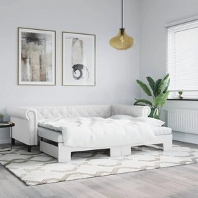 Καναπές Κρεβάτι Συρόμενος Λευκός 90x200 εκ Συνθ. Δέρμα/Στρώματα - Λευκό