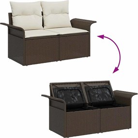 vidaXL Σετ Καναπέ Κήπου με μαξιλάρι 7 pcs Καφέ Πολυ ράταν