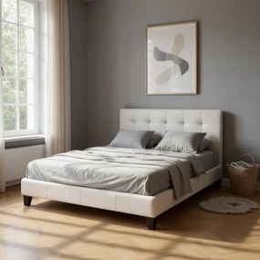 Κρεβάτι Sissy Megapap από τεχνόδερμα χρώμα λευκό 160x200εκ.