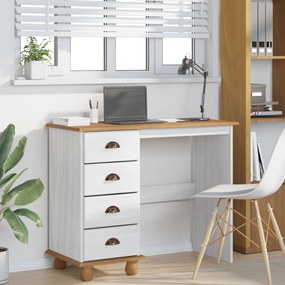 vidaXL γραφείο  "ASKIM" με συρτάρια Λευκό 95x40x75 εκ. Στερεό ξύλο πεύκου