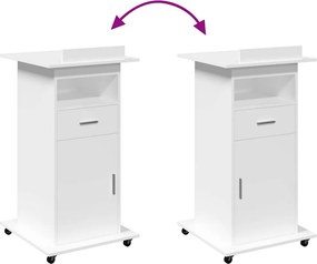 vidaXL Αναλόγιο με Ροδάκια &amp; Συρτάρι Λευκό 55x55x107 εκ. Επεξ. Ξύλο
