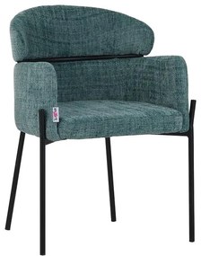 Tolerse Inart armchair green fabric-leg black metal 58x57x80cm 58x57x80 εκ.