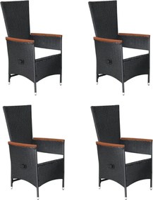 vidaXL Σετ Τραπεζαρίας Κήπου 5 Τεμαχίων Μαύρο