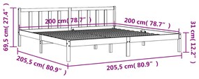 ΠΛΑΙΣΙΟ ΚΡΕΒΑΤΙΟΥ ΚΑΦΕ ΚΕΡΙΟΥ 200X200 ΕΚ. ΑΠΟ ΜΑΣΙΦ ΞΥΛΟ ΠΕΥΚΟΥ 844813